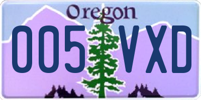 OR license plate 005VXD