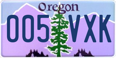 OR license plate 005VXK