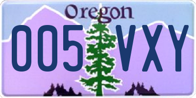 OR license plate 005VXY