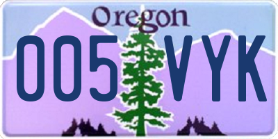 OR license plate 005VYK