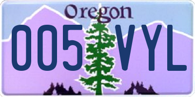 OR license plate 005VYL
