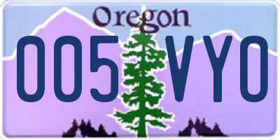 OR license plate 005VYO