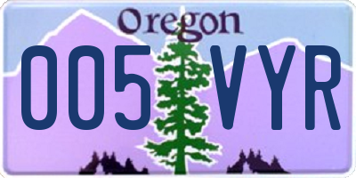 OR license plate 005VYR