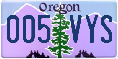 OR license plate 005VYS
