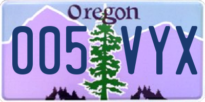 OR license plate 005VYX