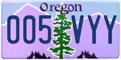 OR license plate 005VYY