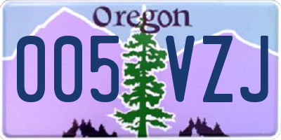 OR license plate 005VZJ