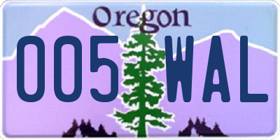OR license plate 005WAL