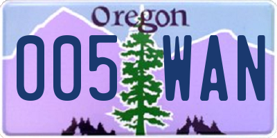OR license plate 005WAN
