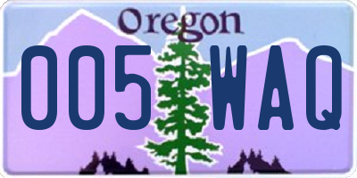OR license plate 005WAQ
