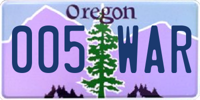 OR license plate 005WAR