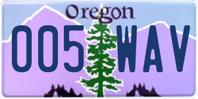 OR license plate 005WAV