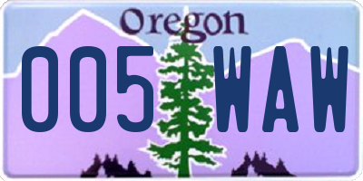 OR license plate 005WAW