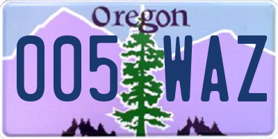 OR license plate 005WAZ