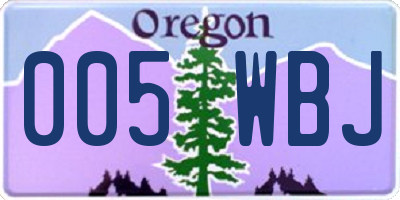 OR license plate 005WBJ