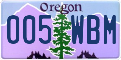 OR license plate 005WBM