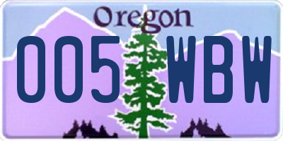 OR license plate 005WBW