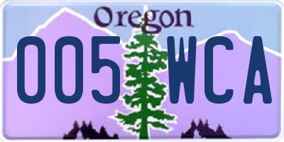 OR license plate 005WCA