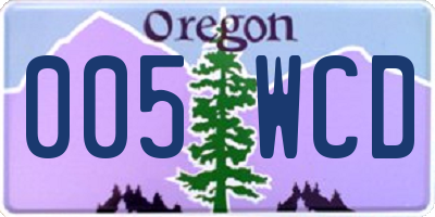OR license plate 005WCD