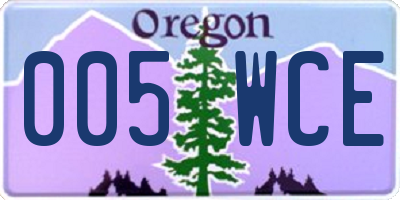 OR license plate 005WCE