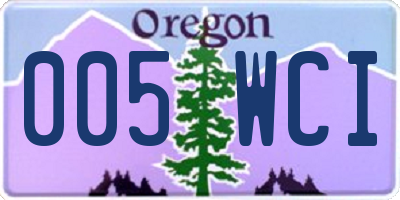 OR license plate 005WCI