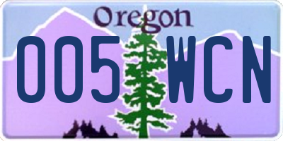 OR license plate 005WCN