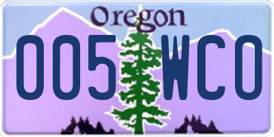 OR license plate 005WCO