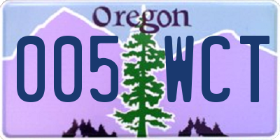 OR license plate 005WCT