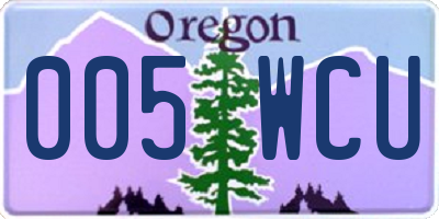 OR license plate 005WCU