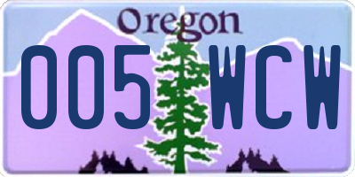 OR license plate 005WCW