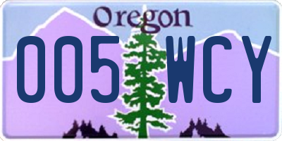 OR license plate 005WCY