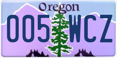 OR license plate 005WCZ