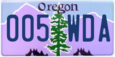 OR license plate 005WDA