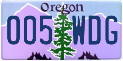 OR license plate 005WDG