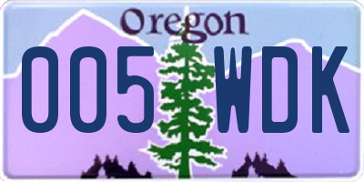 OR license plate 005WDK