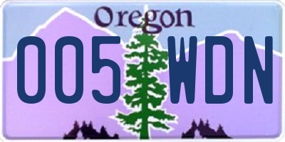OR license plate 005WDN