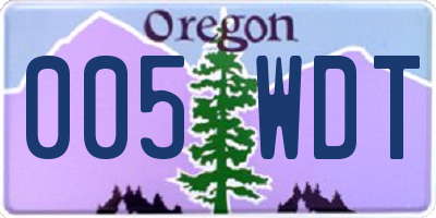 OR license plate 005WDT