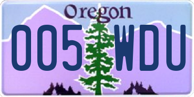 OR license plate 005WDU