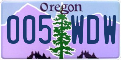 OR license plate 005WDW