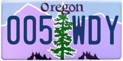 OR license plate 005WDY
