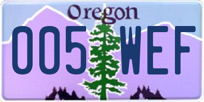 OR license plate 005WEF