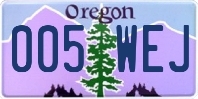 OR license plate 005WEJ