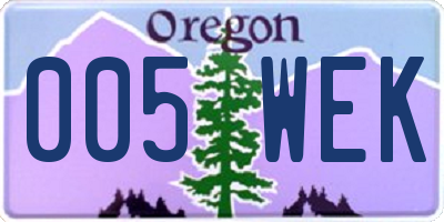 OR license plate 005WEK