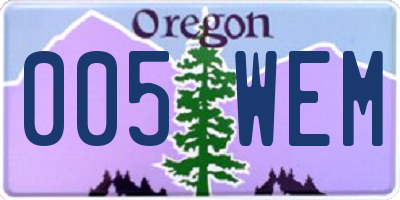 OR license plate 005WEM