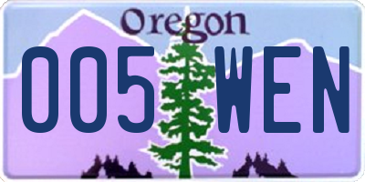 OR license plate 005WEN
