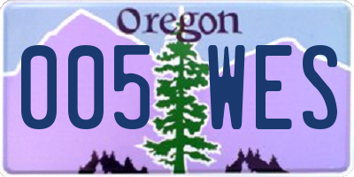 OR license plate 005WES