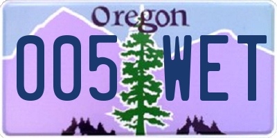 OR license plate 005WET