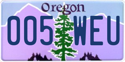 OR license plate 005WEU