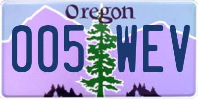 OR license plate 005WEV