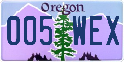 OR license plate 005WEX